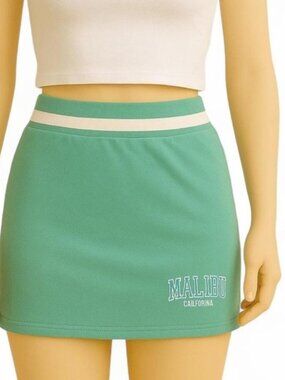 Y2K Forever 21 Malibu Terrycloth Mini Skirt – Green White Preppy Tenniscore